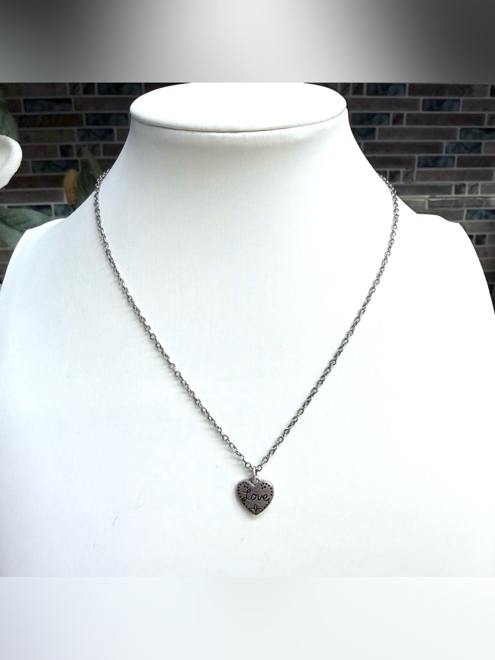 Brighton Love Blooms Petite Silver Plated Reversible Heart Pendant Necklace